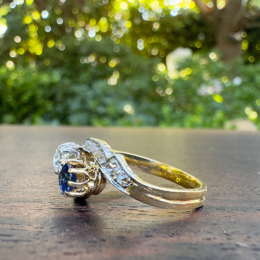 antique french sapphire diamond moi toi ring side 2