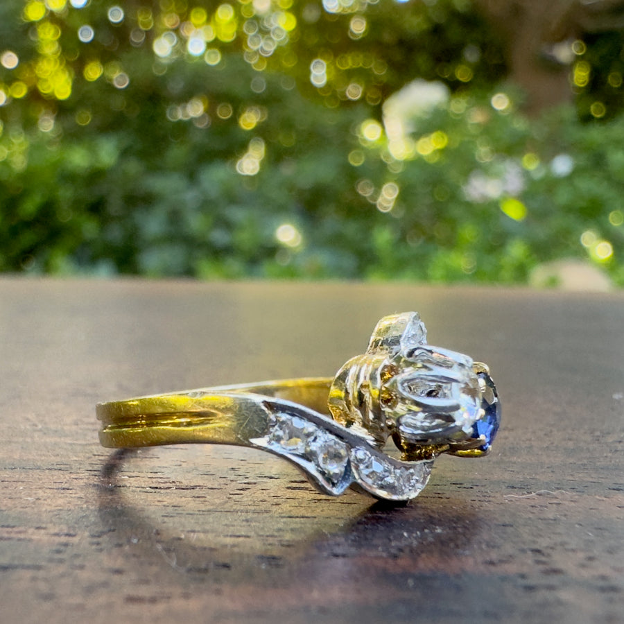 antique french sapphire diamond moi toi ring side