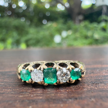 antique victorian emerald diamond ring