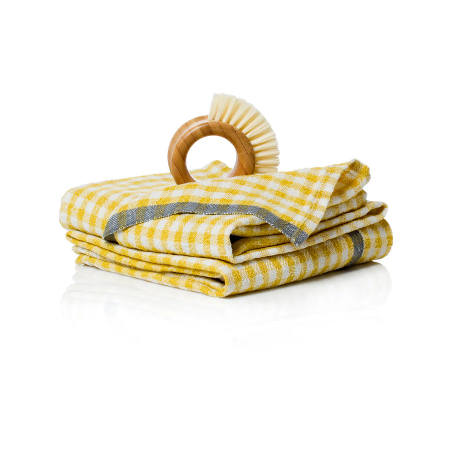 Dijon Gingham Tea Towel with Custom Embroidery