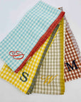 Variety of Gingham Tea Towel with Custom Embroidery