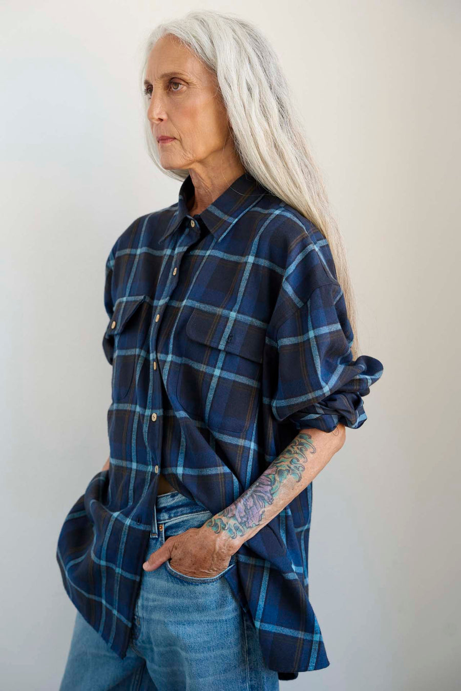 jamie haller big shirt blue