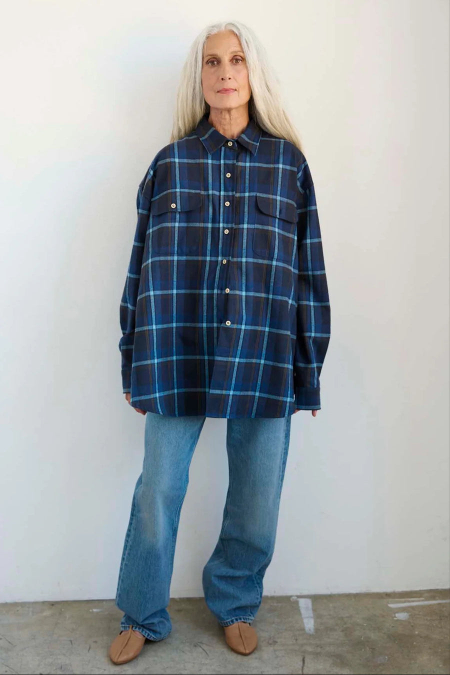 Jamie Haller Big Shirt in Blue Flannel
