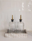 Scallop & Fluted Marble Tray in Beige Grey