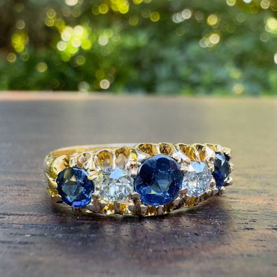 sapphire diamond antique ring