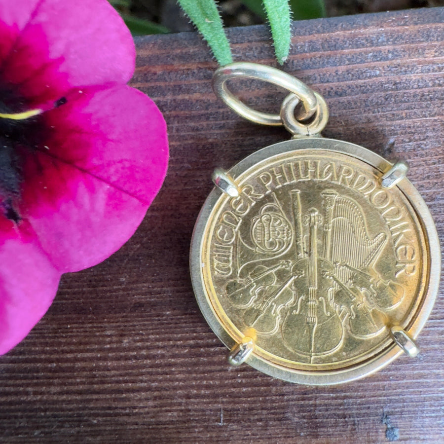 Vintage Austrian Philharmonic Gold Coin Charm