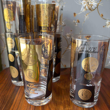 Vintage "Coin" Highball Glasses, Set/8