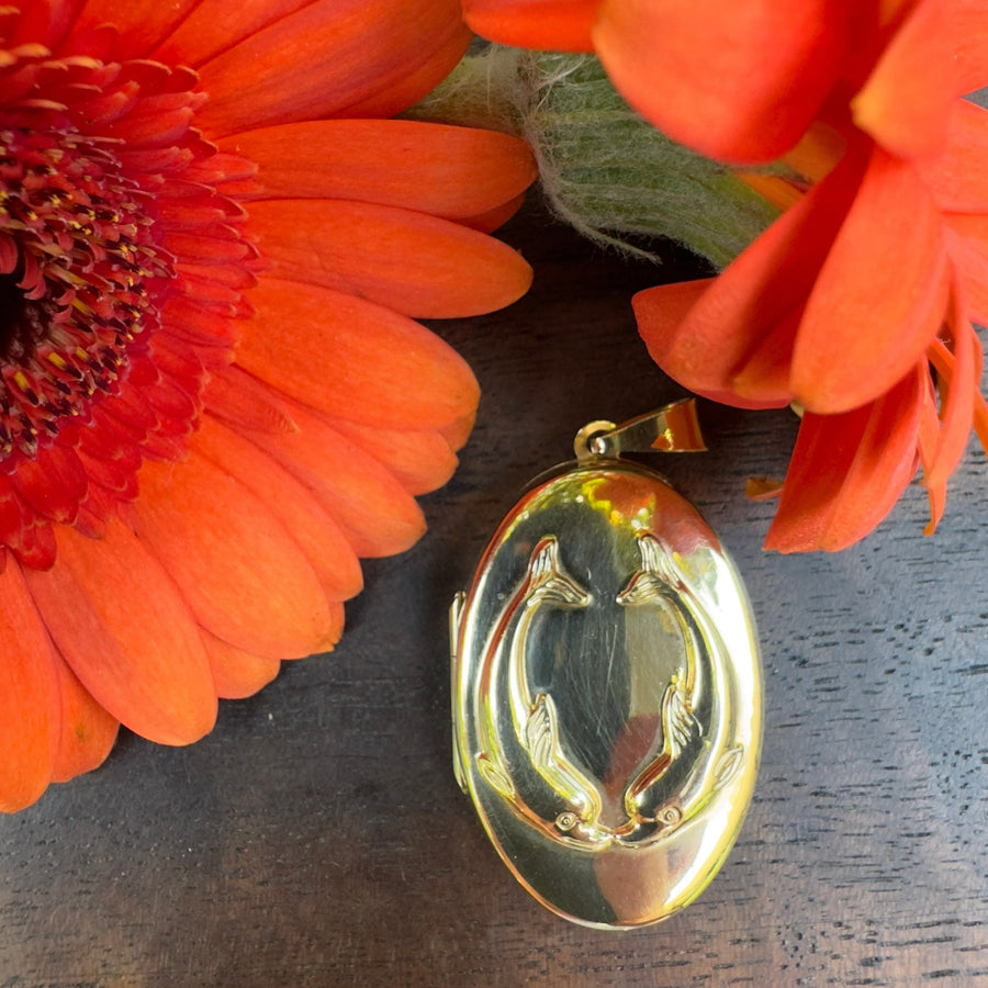 vintage dolphine double locket