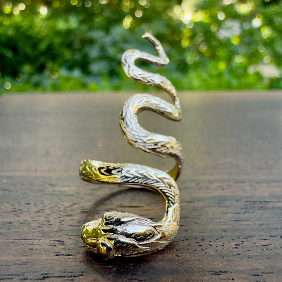 Vintage Gold Coiled Snake Ring