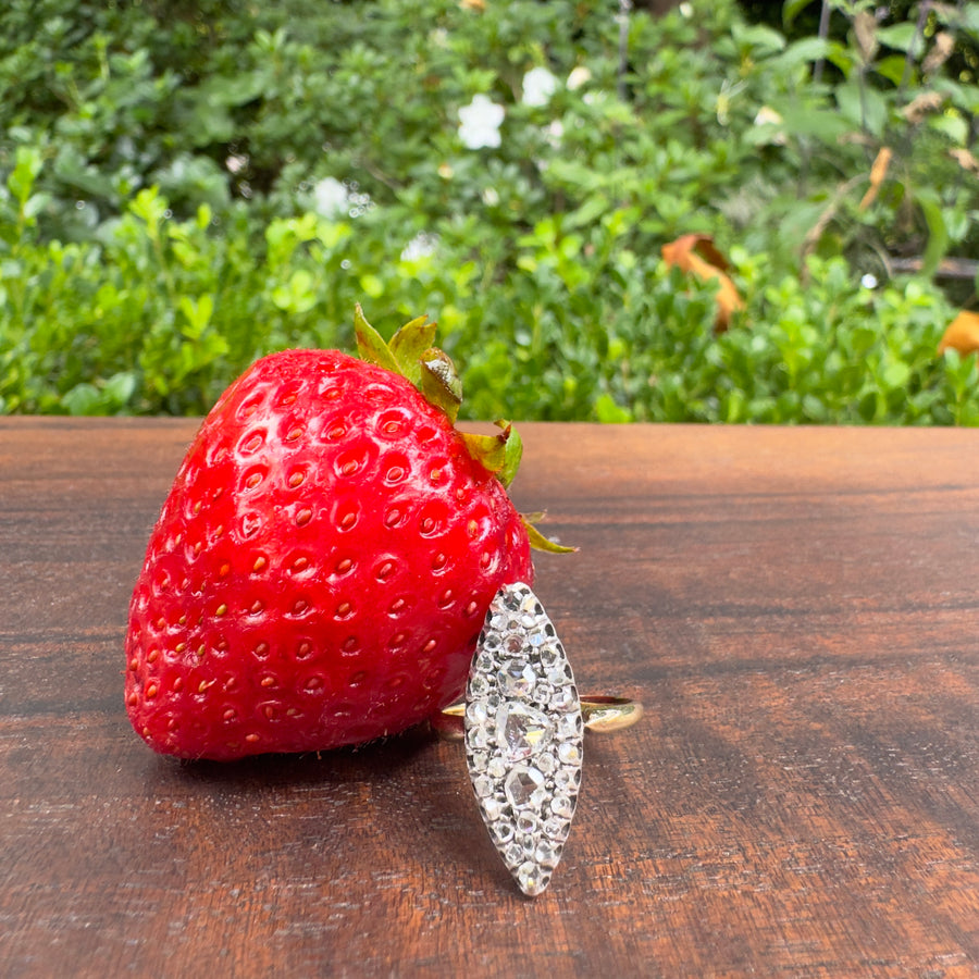 vintage rose cut diamond navette ring