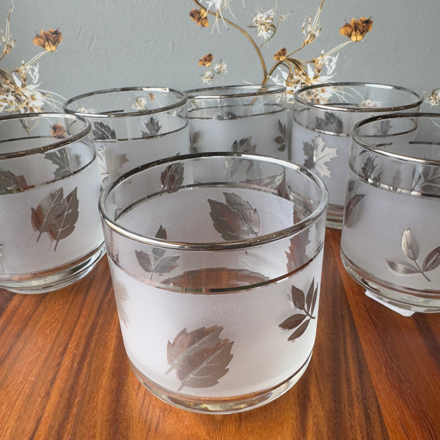 vintage silver leaf frosted glasses