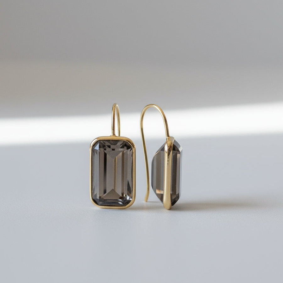 vintage smoky quartz earrings