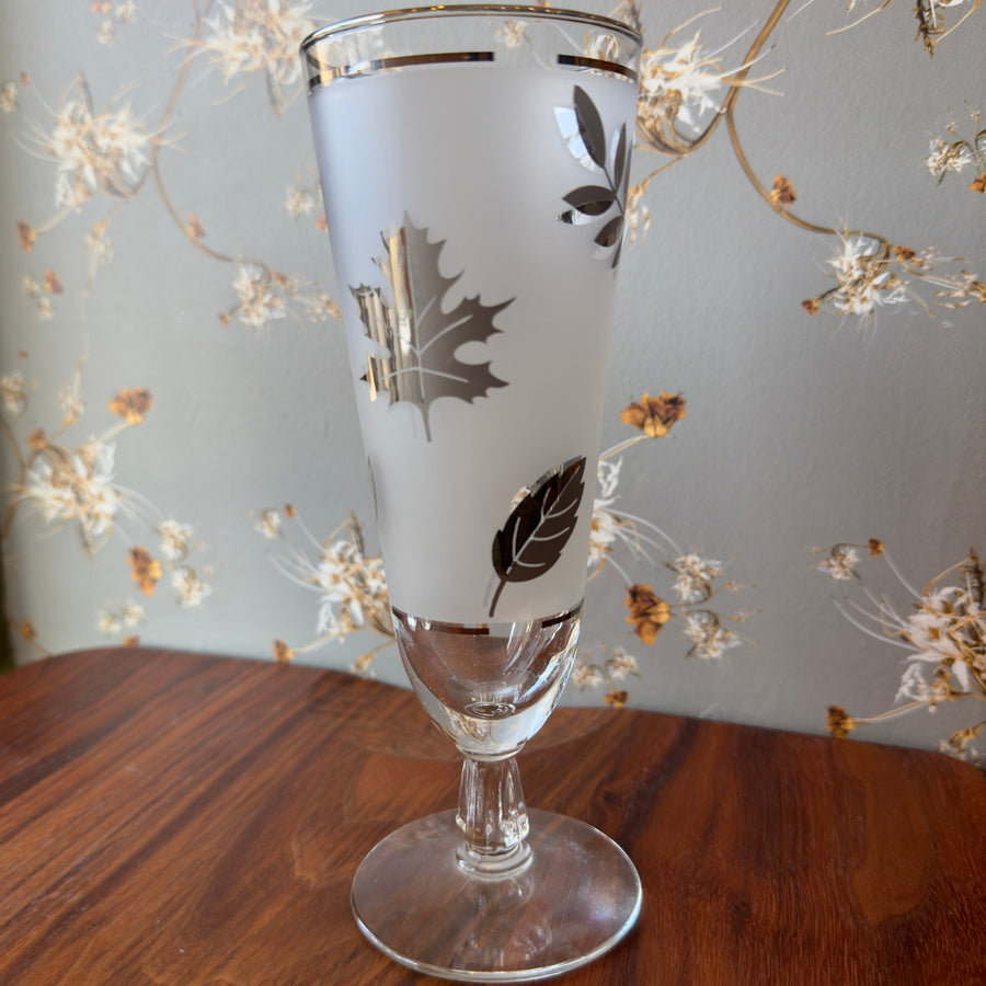 Vintage Frosted Silver Leaf Pilsner Glasses